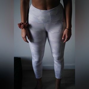 White and grey camo leggings